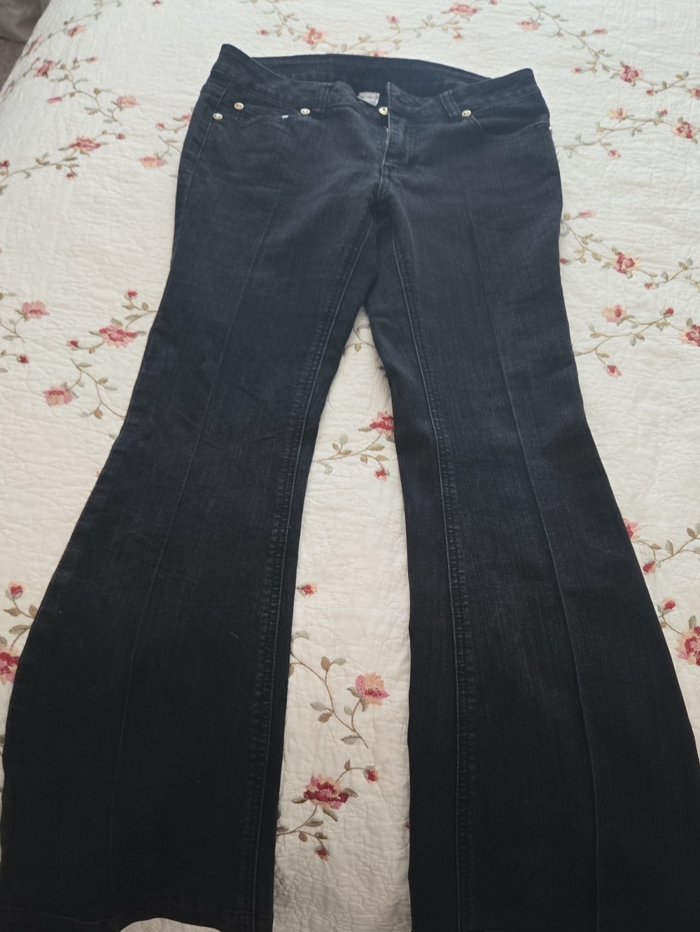 Cache Black Flare Front-Seam Jeans